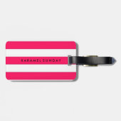 荷物のラベル-赤いですかピンク航海のなストライプ ラゲッジタグ (裏面横)