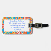 荷物のラベル、Ditzyオレンジ花パターン ラゲッジタグ (正面横)