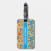 荷物のラベル、Ditzyオレンジ花パターン ラゲッジタグ (裏面縦)