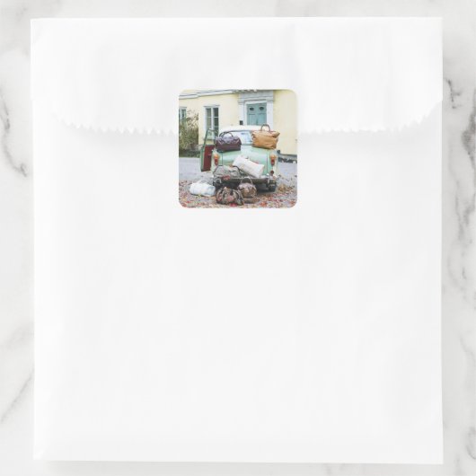 荷物の多いヴィンテージ車 スクエアシール (バッグ)