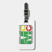 荷物の革バンドが付いているクラシックなロゴのラベル ラゲッジタグ (正面縦)