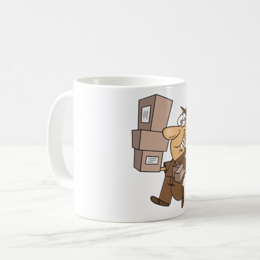 荷物や小包を運ぶ配送員 コーヒーマグカップ (正面左)