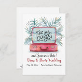 荷物をまとめて 記念日を知らせる発表 招待状 (正面/裏面)