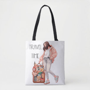 "荷物を持つ女性:旅行時間" トートバッグ