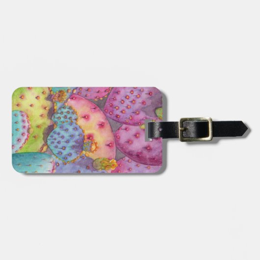 荷物タグカラフルサボテンあなたの名前&番号 ラゲッジタグ (正面横)