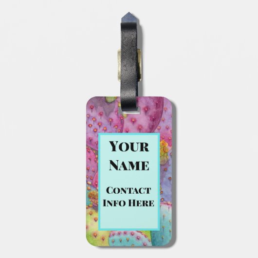 荷物タグカラフルサボテンあなたの名前&番号 ラゲッジタグ (裏面縦)