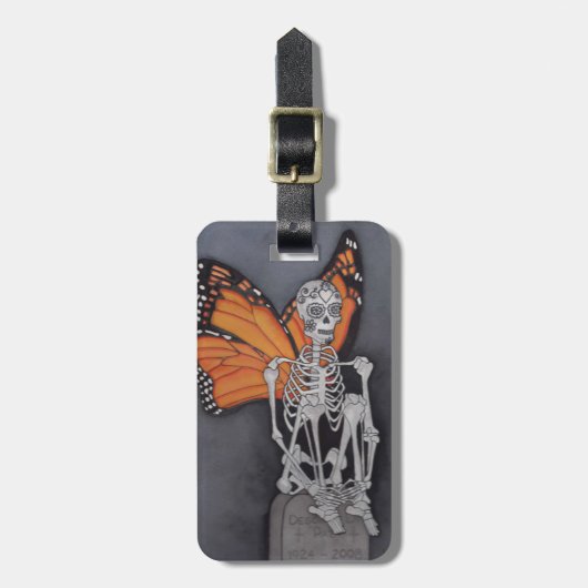 荷物タグスケルトンDay of the DeadバッグID ラゲッジタグ (正面縦)