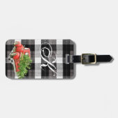 荷物タグパーソナライズされたクリスマストラックバッファロープレイド ラゲッジタグ (正面横)
