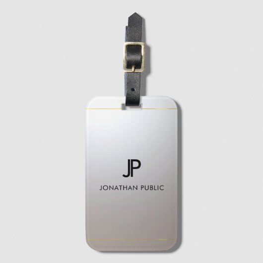 荷物タグモノグラム金ゴールドシルバールックエレガント ラゲッジタグ (正面縦)