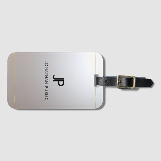 荷物タグモノグラム金ゴールドシルバールックエレガント ラゲッジタグ (正面横)