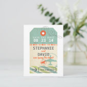 荷物タグヴィンテージ宛先救結婚式日 セーブザデート (スタンド正面)