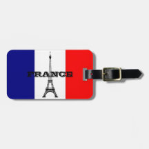 荷物タグ付きフランスとエッフェルタワーの旗。