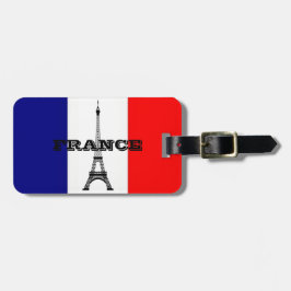 荷物タグ付きフランスとエッフェルタワーの旗。 ラゲッジタグ