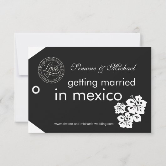 荷物タグ日付を保存クラシック黒+白 セーブザデート (裏面)