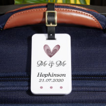 荷物タグ – ピンクグリッターハートMr. & Mr.