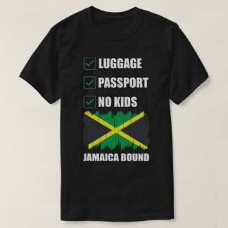 荷物パスポートNo Kids Jamaicaバインドされたカップル旅行 Tシャツ