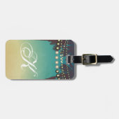 荷物パーソナライズされたタグビーチサンセットパームツリーズS ラゲッジタグ (正面横)