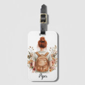荷物パーソナライズされたタグ赤毛の女性 ラゲッジタグ (正面縦)