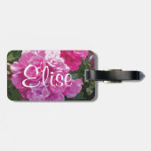 荷物パーソナライズされたタグ | ピンクのフローラアートワーク ラゲッジタグ (裏面横)