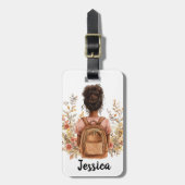 荷物パーソナライズされたタグ – 黒い女性 ラゲッジタグ (正面縦)