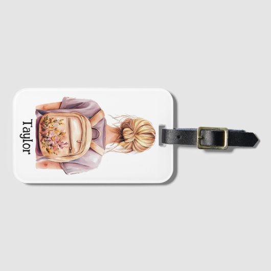 荷物パーソナライズされたタグ – Blonde Woman ラゲッジタグ (正面横)
