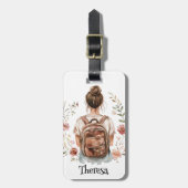 荷物パーソナライズされたタグ – Brunette Woman ラゲッジタグ (正面縦)