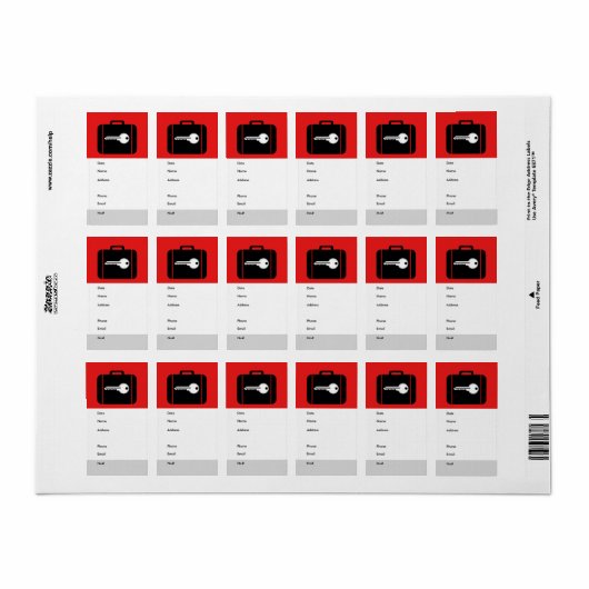 荷物ラベル（赤） ラベル (フルシート)