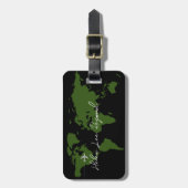 荷物識別名付きグリーンワールドマップ ラゲッジタグ (正面縦)