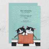 荷箱|の新しい家の発表の猫 案内状 (正面/裏面)