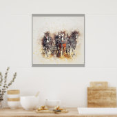 荷車を引く馬、クリデザレスのアートワーク写真ポスター ポスター (キッチン)