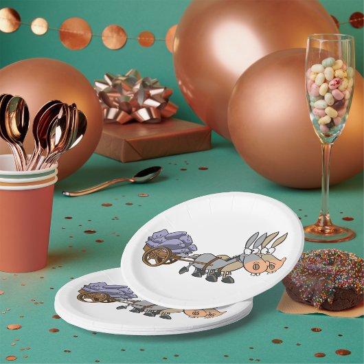 荷車を引っ張るドニー ペーパープレート