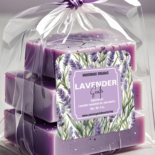 荷造りラベンダースプリグ手作りオーガニック製品 スクエアシール