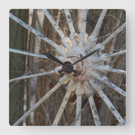 荷馬車の車輪の柱時計 スクエア壁時計