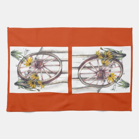 荷馬車の車輪Dishtowel キッチンタオル (横)