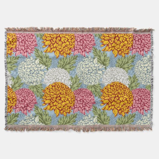 菊が付いている優秀なパターン スローブランケット (正面)