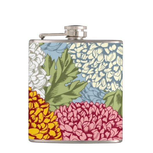 菊が付いている優秀なパターン フラスク (正面)