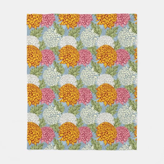 菊が付いている優秀なパターン フリースブランケット (正面)