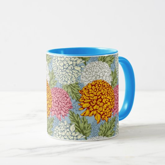 菊が付いている優秀なパターン マグカップ (正面右)