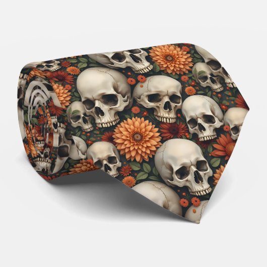 菊とスカル ネクタイ (ロール)