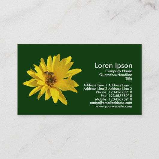 菊とホバーフライ – ダークグリーン 名刺 (正面)