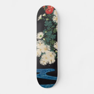 菊に流水,古邨菊と小川,小村,浮世絵 スケートボード