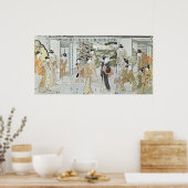 菊のかご入りの若い女性 ポスター (キッチン)