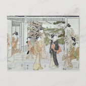 菊のかご入りの若い女性 ポストカード (正面)