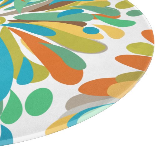 菊のはっきりしたカラフルフローラ カッティングボード (角)