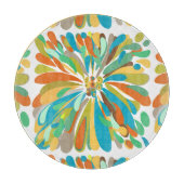 菊のはっきりしたカラフルフローラ カッティングボード (正面)