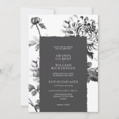 菊のインクアート ウェディング 招待状 (正面)