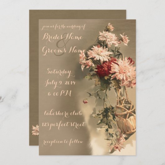 菊のボトル結婚式招待状 招待状 (正面/裏面)