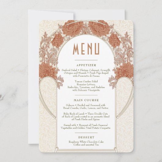 菊のメニュ結婚ーヴィンテージアールヌーボー 招待状 (正面)