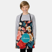 菊のモザイクカラフルパタパーソナライズされたーン エプロン (着用した状態)