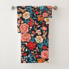 菊のモザイクカラフルパタパーソナライズされたーン バスタオルセット